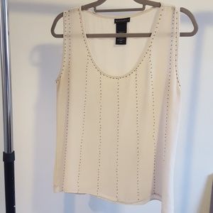 Sleeveless gold-beaded blouse